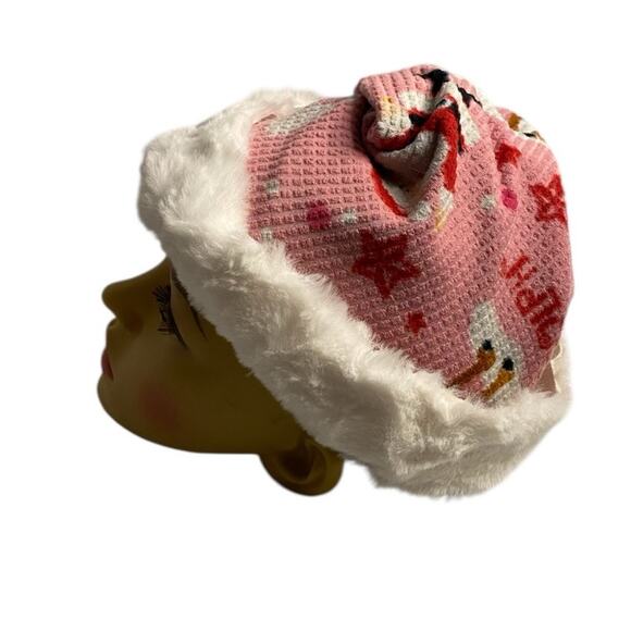 Vintage Rudolph Misfit Toys Upcycled Santa Hat Pink Faux Fur Trim OSFM - Picture 4 of 6